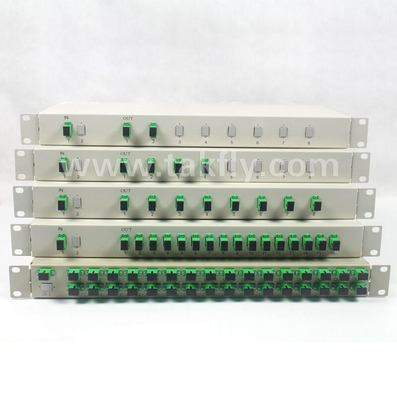 مجموعه کامل 1 × 2 تا 1 × 32 PLC Splitter Series 1U Rack Chassis برای دفتر مرکزی