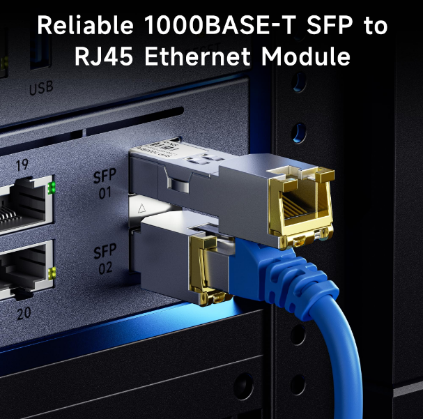 ماژول RJ45 گیگابیت SFP 1000BASE-T گیرنده SFP مس با 1.25Gbps و EMI پایین