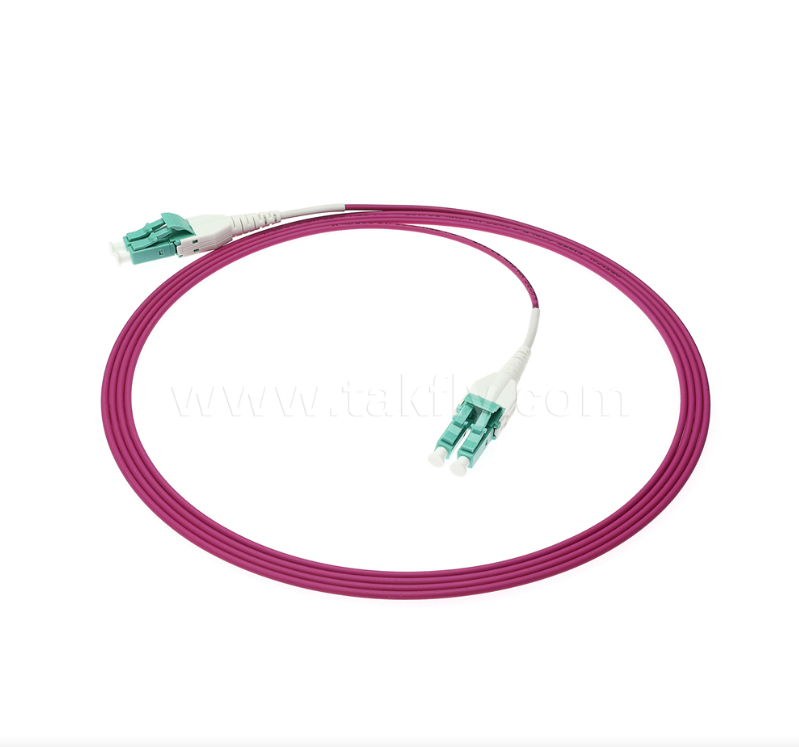 LC Uniboot Fiber Optic Patch Cord یک لوله دو هسته ای، قطب قطبی ثابت، ساختار فشرده، نصف حجم کابل برای کابل سازی با چگالی بالا