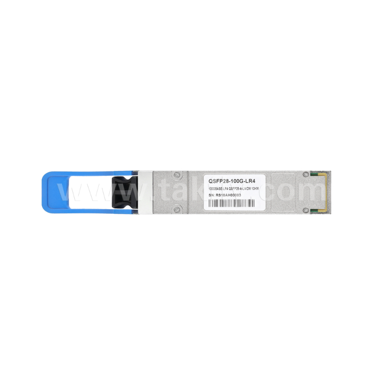 فرستنده-گیرنده نوری TKQS28-100G-LR4 100 گیگابیت بر ثانیه QSFP28 – 10 کیلومتر، 4 کانال LAN-WDM (1295.56-1309.14 نانومتر)، لیزر EML، گیرنده PIN، مطابق با 100GBASE-LR4