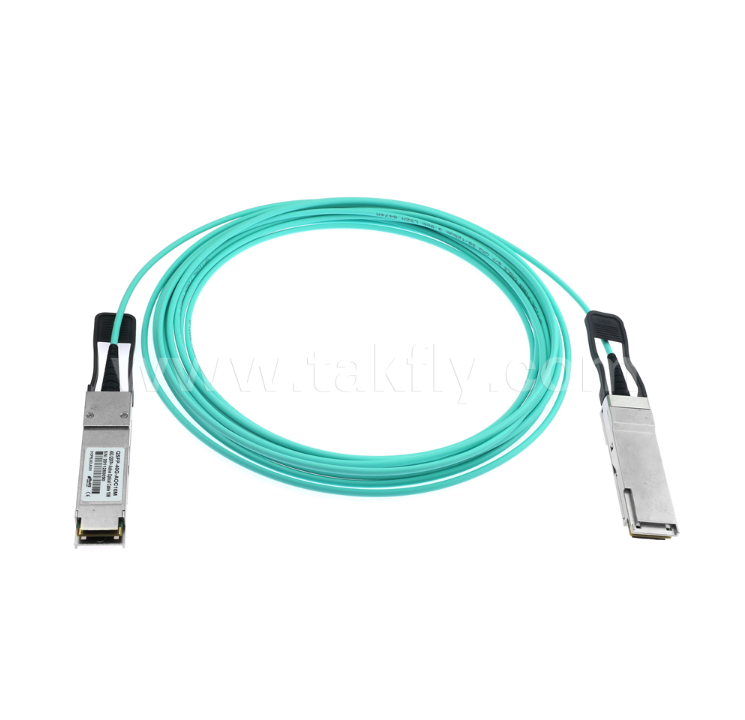 کابل نوری فعال 40G QSFP+ – فول-دوبلکس 4 کاناله، 11.3 گیگابیت بر ثانیه در هر لاین، کم مصرف، قابل تعویض در حین کار