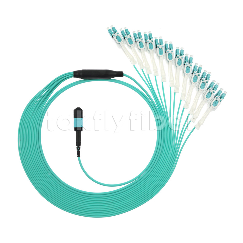 کابل MPO MTP فیبر نوری 24 هسته تا 12LC DX Om3 Fanout Patch Cord برای LAN ها و WAN ها